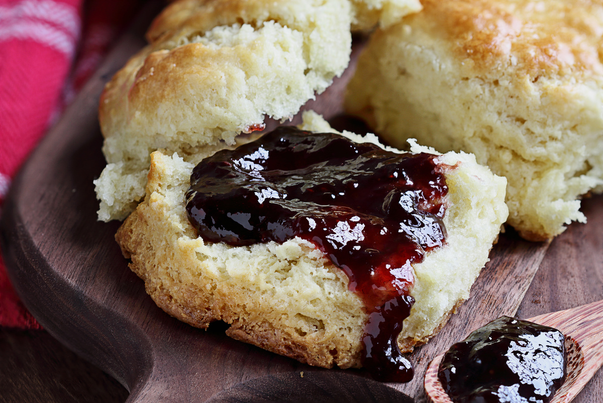 Preserves over Buttermilk Southern Biscuits